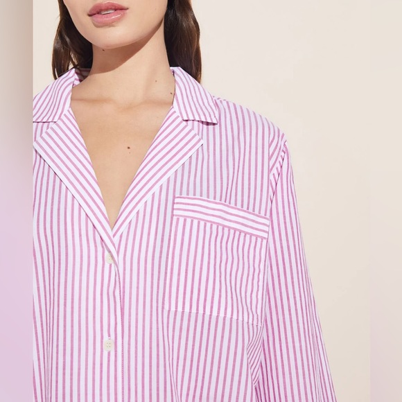 EBERJEY Organic Sandwashed Cotton Woven Long PJ Set Large - Picture 6 of 6